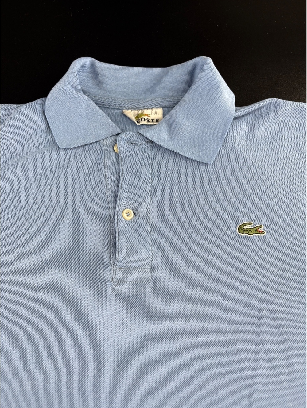 Lacoste Vintage Pique Polo Mens M Light Blue Classic Crocodile Logo - Picture 2 of 4
